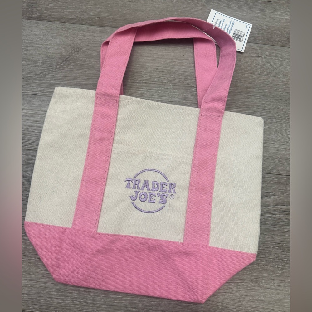 NWT Trader Joe’s Mini Canvas Tote – Pink – Limited Edition!